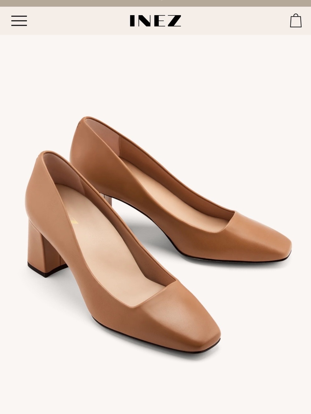 INEZ Tan Block Heel Pumps 10M